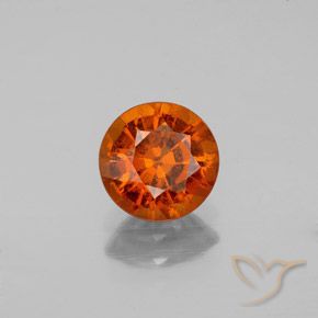 1.22캐럿 천연 딥 오렌지 헤소나이트 가넷, 라운드 컷, 6.60 mm, SI