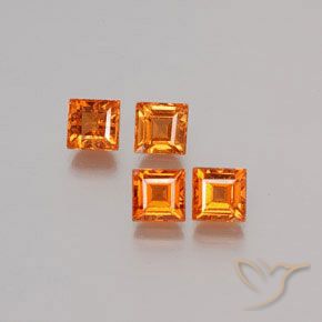 1.50캐럿 천연 딥 오렌지 헤소나이트 가넷 보석, 정사각형, VS