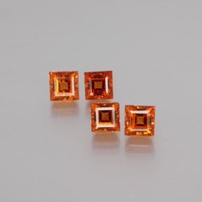 1.46캐럿 천연 미디엄 오렌지 헤소나이트 가넷 보석, 스퀘어, 3.5×3.5 mm, VS