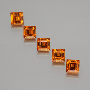 1.80캐럿 천연 딥 오렌지 헤소나이트 가넷 보석, 스퀘어, 3.6×3.6 mm, VS