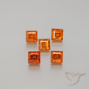 1.82ctw 자연스러운 딥 오렌지 헤소나이트 가넷, 정사각형, VS