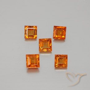 1.80ctw 자연스러운 미디엄 오렌지 헤소나이트 가넷, 정사각형, VS