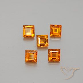 1.89ctw 자연스러운 미디엄 오렌지 헤소나이트 가넷, 정사각형, VS