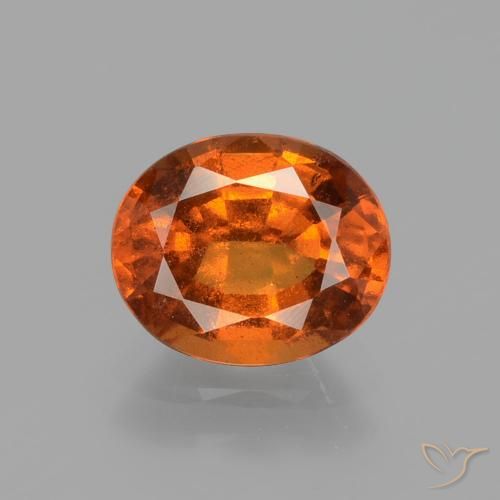 2.10ct 자연스러운 미디엄 오렌지 헤소나이트 가넷, 타원형, VS-SI