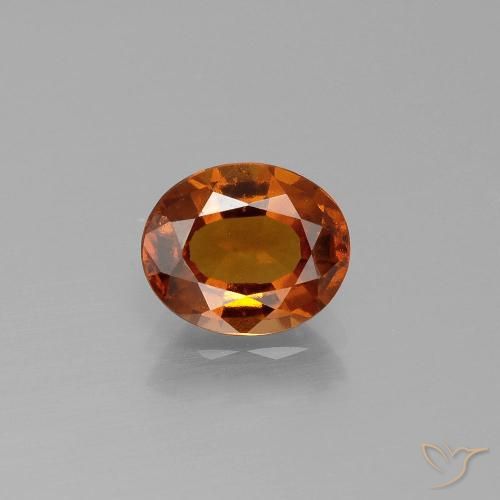 1.67ct 자연스러운 붉은 오렌지 헤소나이트 가넷, 타원형, VS