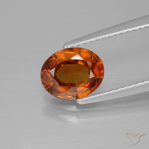 1.65ct 자연스러운 딥 오렌지 헤소나이트 가넷, 타원형, VS