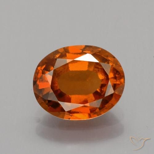 1.76ct 자연스러운 붉은 오렌지 헤소나이트 가넷, 타원형, VS