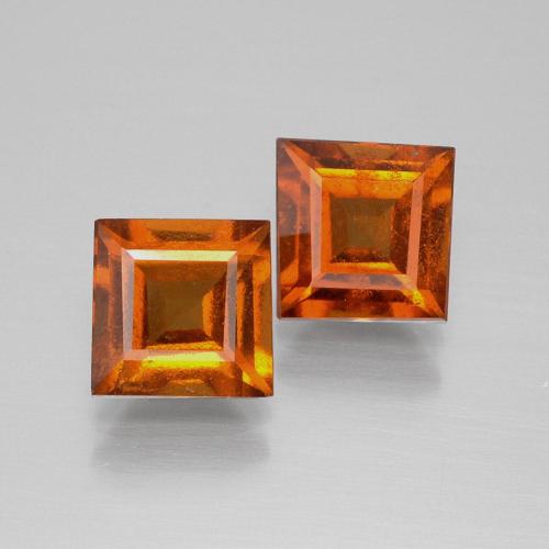 3.5캐럿 오렌지 헤소나이트 가넷, 스리랑카산 6.7 x 6.6mm 스퀘어 컷, Photo A