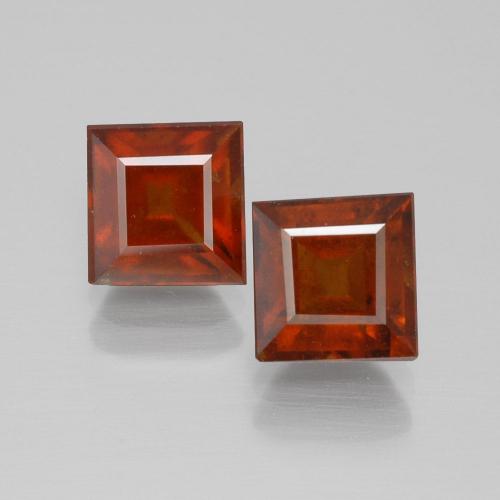 4.31캐럿 오렌지 헤소나이트 가넷, 스리랑카산 6.9 x 6.7mm 스퀘어 컷, Photo A