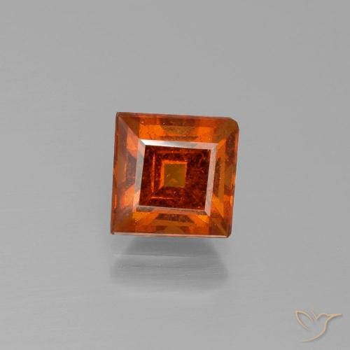 2.18ct 자연스러운 파이어 오렌지 헤소나이트 가넷, 정사각형, VS-SI