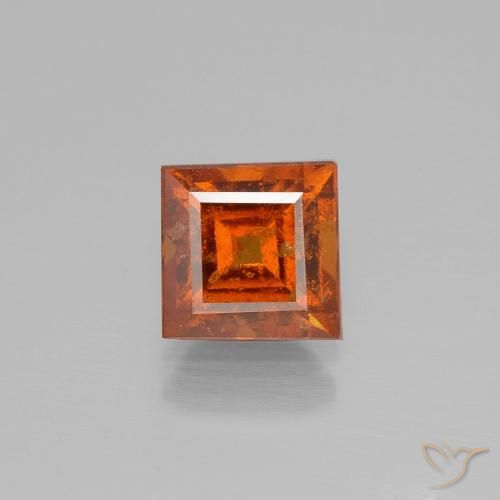 2.00ct 자연스러운 파이어 오렌지 헤소나이트 가넷, 정사각형, SI