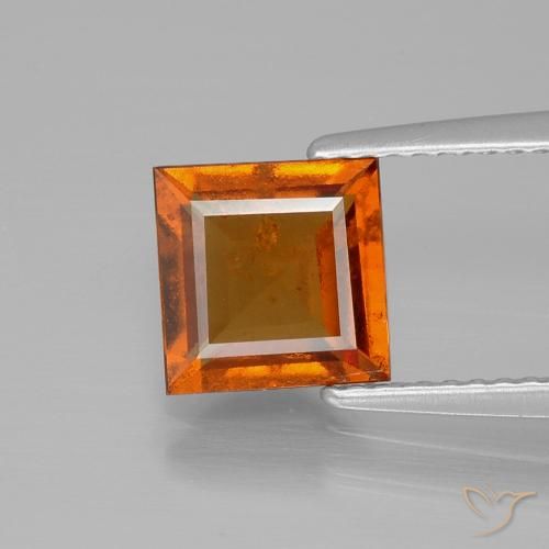 2.01ct 자연스러운 미디엄 다크 오렌지 헤소나이트 가넷, 정사각형, VS-SI