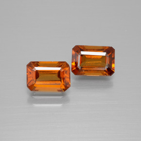 2.63캐럿 천연 미디엄 다크 오렌지 헤소나이트 가넷 보석, 에메랄드 컷, 7.3×5.1 mm, VS