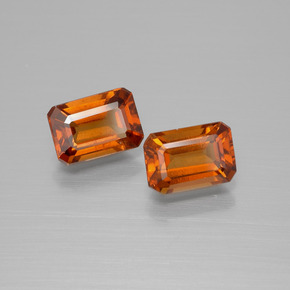 2.63캐럿 천연 미디엄 다크 오렌지 헤소나이트 가넷 보석, 에메랄드 컷, 7.3×5.1 mm, VS