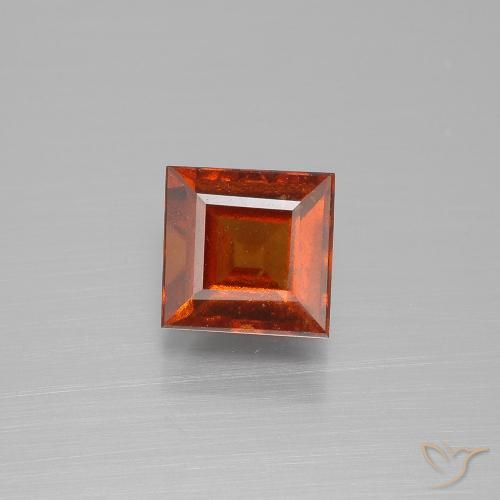 1.77ct 자연스러운 다크 오렌지 헤소나이트 가넷, 정사각형, VS