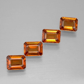 4.04캐럿 천연 미디엄 오렌지 헤소나이트 가넷 보석, 에메랄드 컷, 6.8×4.9 mm, VS