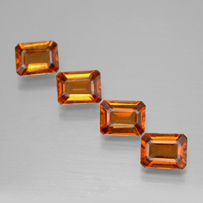 4.04캐럿 천연 미디엄 오렌지 헤소나이트 가넷 보석, 에메랄드 컷, 6.8×4.9 mm, VS