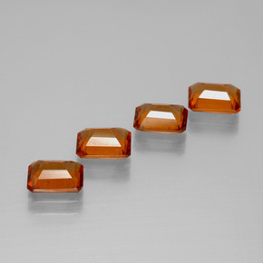 4.04캐럿 천연 미디엄 오렌지 헤소나이트 가넷 보석, 에메랄드 컷, 6.8×4.9 mm, VS