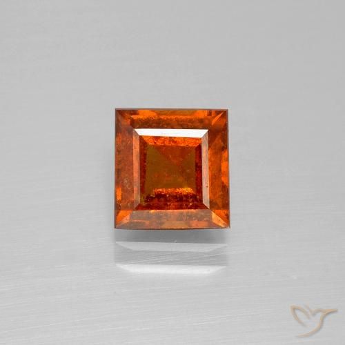 1.82ct 자연스러운 미디엄 다크 오렌지 헤소나이트 가넷, 정사각형, SI