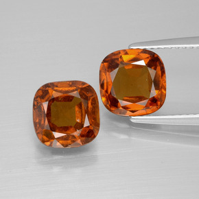 4.84캐럿 천연 붉은빛 오렌지 헤소나이트 가넷 보석, 쿠션 컷, 7.9×7.8 mm, VS