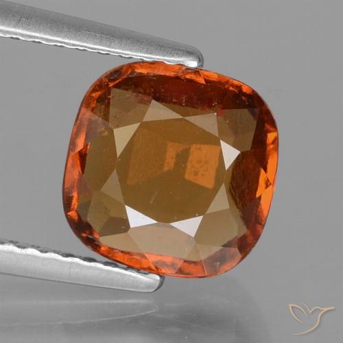 2.36캐럿 천연 미디엄 오렌지 헤소나이트 가넷, 쿠션 컷, 8.1×8.1 mm, VS