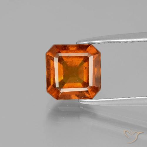 2.52ct 자연스러운 미디엄 다크 오렌지 헤소나이트 가넷, 에메랄드 컷, VS-SI