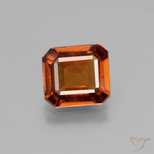 2.11ct 자연스러운 앰버 오렌지 헤소나이트 가넷, 에메랄드 컷, VS