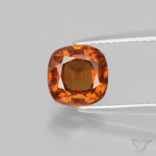 1.80캐럿 천연 미디엄 다크 오렌지 헤소나이트 가넷, 쿠션 컷, 7×7 mm, VS-SI