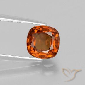 1.80캐럿 천연 미디엄 다크 오렌지 헤소나이트 가넷, 쿠션 컷, 7×7 mm, VS-SI