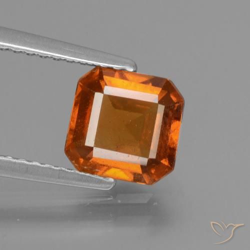 1.71ct 자연스러운 미디엄 다크 오렌지 헤소나이트 가넷, 에메랄드 컷, VS