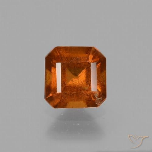 1.48ct 자연스러운 파이어 오렌지 헤소나이트 가넷, 에메랄드 컷, VS-SI