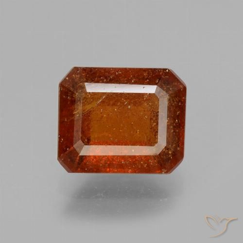 2.61ct 자연스러운 다크 오렌지 헤소나이트 가넷, 에메랄드 컷, VS-SI