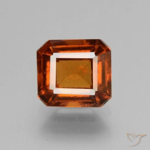 2.28ct 자연스러운 딥 오렌지 헤소나이트 가넷, 에메랄드 컷, VS-SI