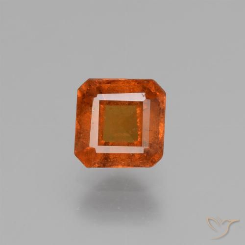 1.28ct 자연스러운 미디엄 오렌지 헤소나이트 가넷, 에메랄드 컷, VS-SI