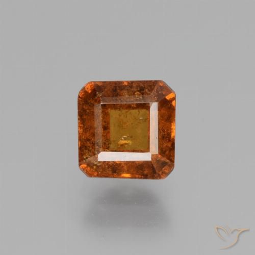 1.48ct 자연스러운 딥 오렌지 헤소나이트 가넷, 에메랄드 컷, VS-SI
