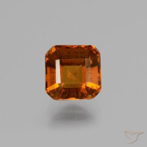 1.56ct 자연스러운 딥 오렌지 헤소나이트 가넷, 에메랄드 컷, VS