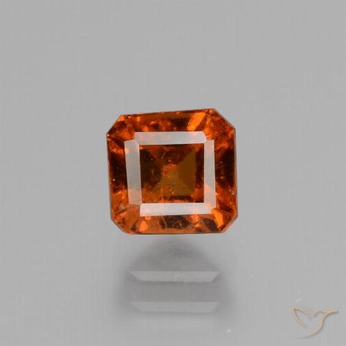 1.58ct 자연스러운 다크 오렌지 헤소나이트 가넷, 에메랄드 컷, VS-SI