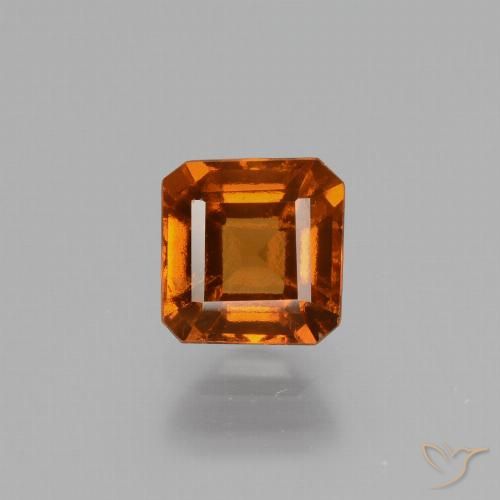1.27ct 자연스러운 딥 오렌지 헤소나이트 가넷, 에메랄드 컷, VS