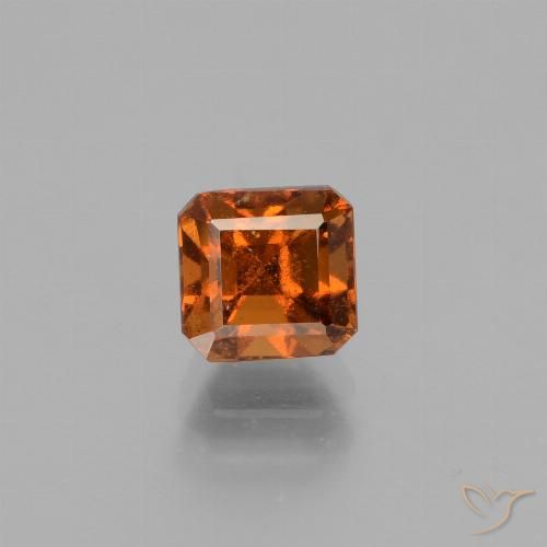 1.41ct 자연스러운 딥 오렌지 헤소나이트 가넷, 에메랄드 컷, VS