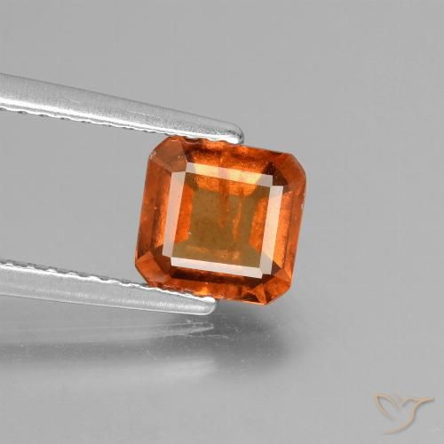1.38ct 자연스러운 딥 오렌지 헤소나이트 가넷, 에메랄드 컷, VS-SI