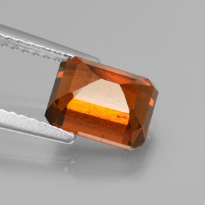 2.54캐럿 천연 딥 오렌지 헤소나이트 가넷, 에메랄드 컷, 7.9×6 mm, VS-SI