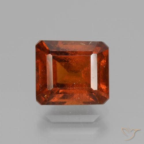 2.84ct 자연스러운 파이어 오렌지 헤소나이트 가넷, 에메랄드 컷, VS-SI