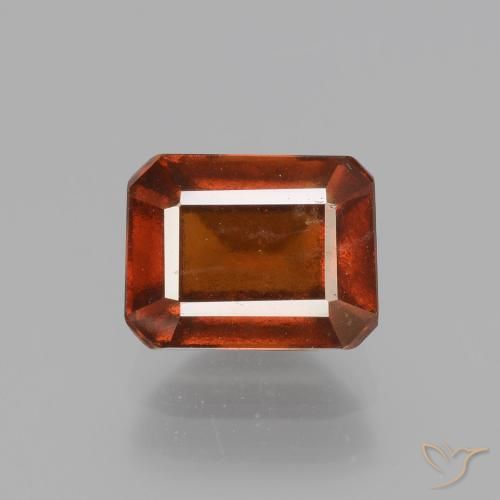 2.50ct 자연스러운 딥 오렌지 헤소나이트 가넷, 에메랄드 컷, VS-SI