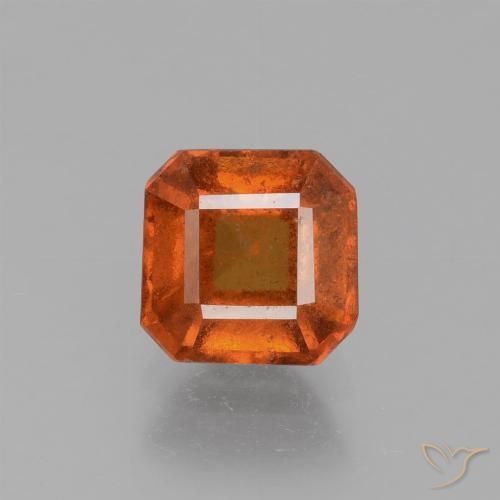 1.56ct 자연스러운 미디엄 오렌지 헤소나이트 가넷, 에메랄드 컷, VS-SI