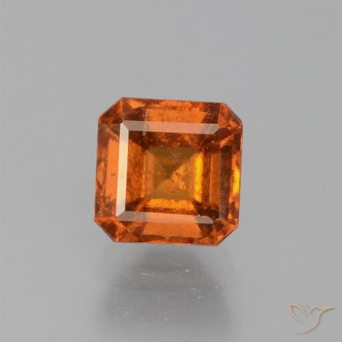 1.64ct 자연스러운 붉은 오렌지 헤소나이트 가넷, 에메랄드 컷, VS