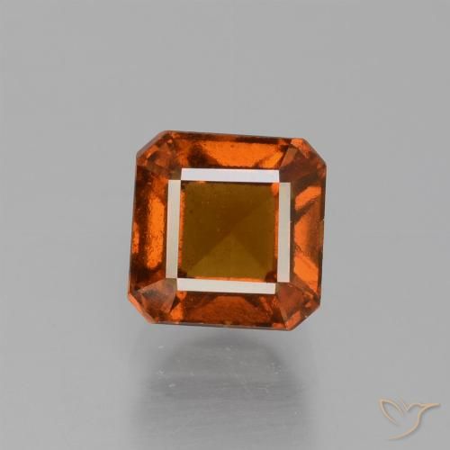 1.76ct 자연스러운 딥 오렌지 헤소나이트 가넷, 에메랄드 컷, VS