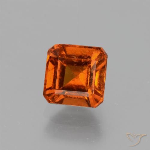 1.57ct 자연스러운 앰버 오렌지 헤소나이트 가넷, 에메랄드 컷, VS-SI