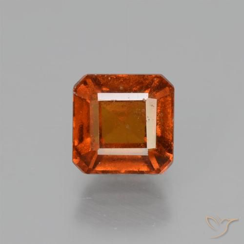 1.70ct 자연스러운 파이어 오렌지 헤소나이트 가넷, 에메랄드 컷, VS-SI