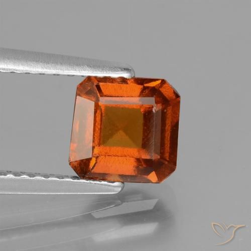 1.42ct 자연스러운 딥 오렌지 헤소나이트 가넷, 에메랄드 컷, VS-SI