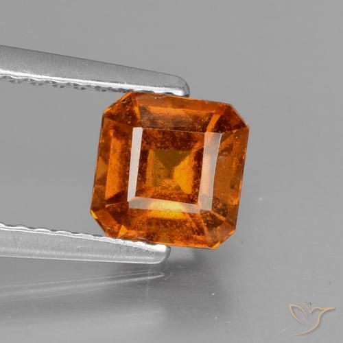 1.29ct 자연스러운 앰버 오렌지 헤소나이트 가넷, 에메랄드 컷, VS